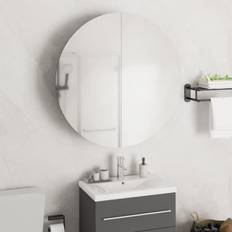 Armarios de Baño con Espejo vidaXL Armario De Baño Con Espejo Redondo Y LED Blanco 54x54x17.5 cm