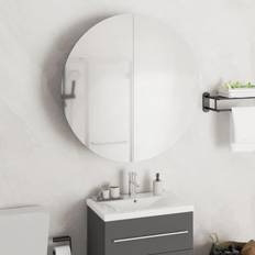 Mobiliers de Salle de Bain vidaXL Armoire De Salle De Bain Miroir Rond Et LED 54x54x17.5 cm