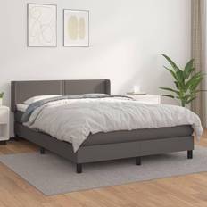 140cm Letti con Struttura vidaXL Giroletto A Molle Materasso Grigio 140x200 cm In Similpelle Letto con Struttura