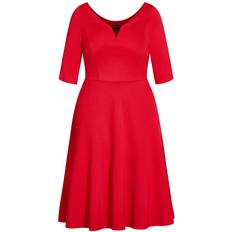 City Chic Cute Girl Elbow Sleeve Dress Plus Size - Cherry