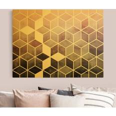 Leinwandbild Gold Goldene Geometrie Wanddeko