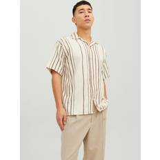 Jack & Jones Men's Jorcabana Stripe Shirt Ss Ln Short-Sleeved Chestnut