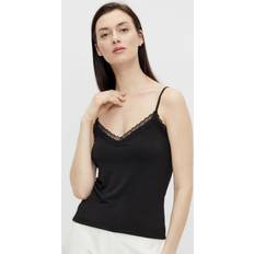 Schwarz Bodys Pieces Kate Top Mit Spitzenbesatz - Black