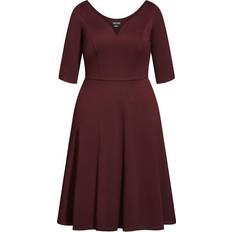 City Chic Cute Girl Elbow Sleeve Dress Plus Size - Dark Ruby