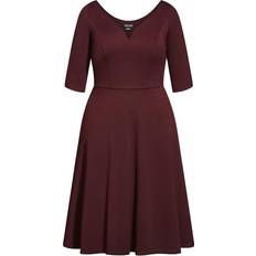 Cute Girl Elbow Sleeve Dress Plus Size - Dark Ruby