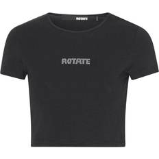 ROTATE Birger Christensen Cropped Logo T-shirt - Black