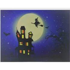 Northlight Fiber Optic and LED Lighted Witch in the Moon Halloween Wall Decor