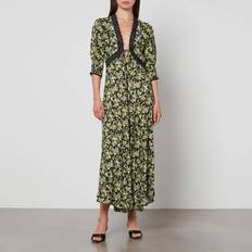 Rixo Amina Floral-Print Crepe de Chine Dress XXS/UK