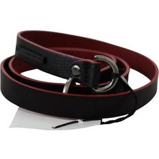 Costume National Black Red Skinny Leather Logo Women's Belt