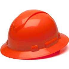 Orange Headgear Pyramex Ridgeline Full Brim Hard Hat, 4-Point Ratchet Suspension, Hi-Vis Orange