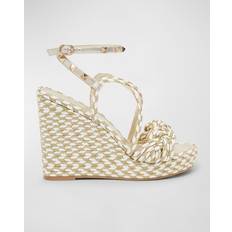 Valentino Garavani Sandaletten Valentino Garavani ROCKSTUD SILK TORCHON WEDGE SANDAL 115MM Wo WHITE/PLATINUM