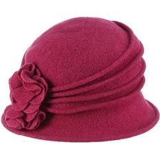 Men - Purple Hats Scala Knit Wool Flower Cloche Hat - Berry