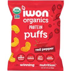 Healthy snacks IWON Organics Red Pepper Flavor Protein Puff, High Protein Healthy Snacks, 8