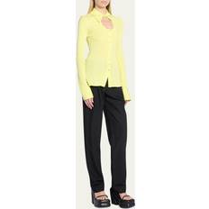 Proenza Schouler Jersey Cut-Out Button-Front Top LIME