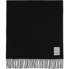 Black Scarfs Classic Wool Fringe Scarf BLACK