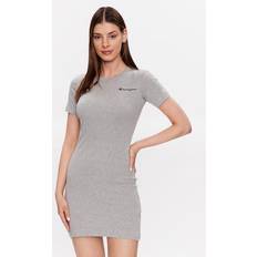 Champion Dresses Champion Women's Legacy American Classics Soft Cotton 1x1 Rib Small Logo Slim Dress - Light Melange Grey