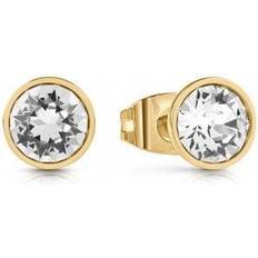 Guess Øreringe Guess Ladies Gold Plated 8mm Clear Solitaire Stud Earrings UBE02159YG