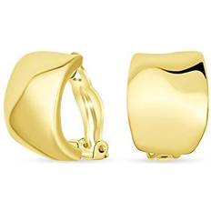 Smycken Bling Jewelry Geometric hammered dome half hoop clip on earrings gold plated
