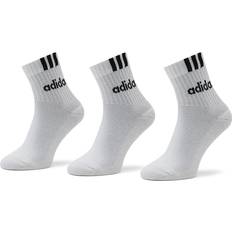 adidas 3-Stripes Linear Half-Crew Cushioned Socks 3 Pairs HT3437 - White/Black