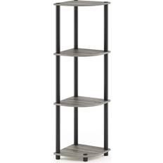 Furniture Furinno Turn-N-Tube 4-Tier Corner Walnut/Black Shelving System