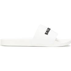 Balenciaga Logo Embossed Pool Slides - White