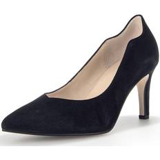 Women's Degree Scalloped Court Shoes in Black Suede Black/Black Sued