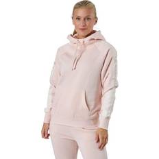 Rosa Gensere Champion Oversize-Kapuzenpullover aus Fleece mit Bandeinsatz