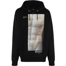 Balmain Men Sweaters Balmain Statue print hoodie noir_multi_gris