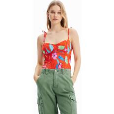 Rouge Bodys Desigual Body Corset Tropical Femme - Rouge