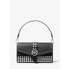 Michael Kors Greenwich Medium Studded Logo Shoulder Bag - Black
