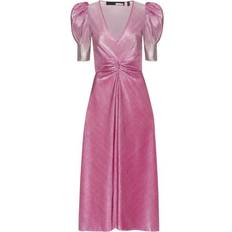 ROTATE Birger Christensen Gradient Plissé Dress - Silvery Pink