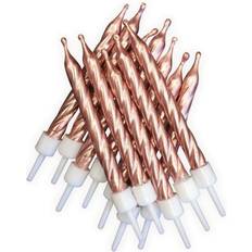 Cake Candles Spiral Metallic with Holders Rose Gold 12pcs