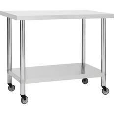 arbejdsbord til køkken med hjul 100x60x85 cm rustfrit stål