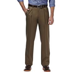 Haggar Premium No Iron Classic Fit Pleat Front - Khaki