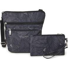 Baggallini Pocket Crossbody with RFID - Pewter Leaves