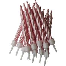 Cake Candles Spiral Pearlescent with Holders Pink 12pcs