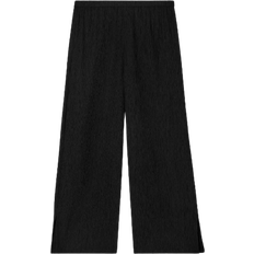 Eileen Fisher Woven Plissé Wide Leg Pant - Black