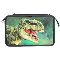 Dino World Green with 3D Effect Triple Pencil Case