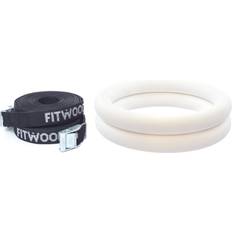 Anillos Romanos Fitwood Olympic Anillos De Gimnasia 28mm Blanco-Superficie Negro Correa