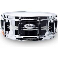 Pearl DuoLuxe Chrome-over-Brass 14"x5" Snare Drum with twin Nicotine White Marine #405 Inlays