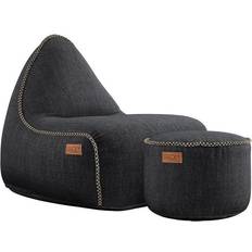 Sort Sækkestol SACKit Cobana Lounge Chair & Pouf Black Sækkestol