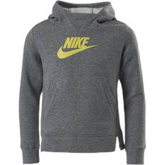 Gul Hoodies Børnetøj Nike Girls Big Logo Pullover Grey/Yellow, Tøj, Skjorter, Grå