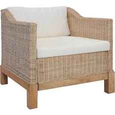 Patio Chairs sale vidaXL Natural Rattan Armchair with Cushions