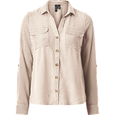 Vero Moda Dame Skjorter Vero Moda dame skjorte VMBUMPY Brown Lentil Snow white