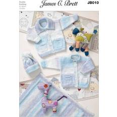 James Brett JB010 DK Knitting Pattern Baby Cardigans Hat & Blanket