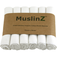 6pk Bamboo/Organic Cotton Squares White