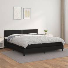 160cm Letti Continentali vidaXL Giroletto A Molle Con Materasso Nero 160x200 cm In Similpelle Letto Continentale