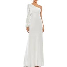 Mac Duggal One-shoulder Long Sleeve Chiffon Column Gown
