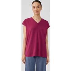 Eileen Fisher Short-Sleeve V-Neck Jersey Top ROSEBERRY