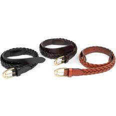 Black - Equestrian Belts Aubrion Adult Plaited Leather Belt